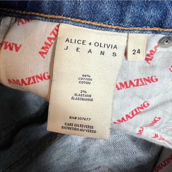 Alice + Olivia Jeans Boyfriend Jeans Two
Tone Blue 24 asymmetrical - Picture 7 of 10